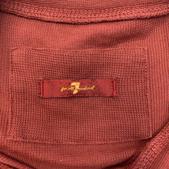 7 For All Mankind Henley Shirt Men S Small Slim Stretch Cotton Long Sleeve *READ - Picture 4 of 11